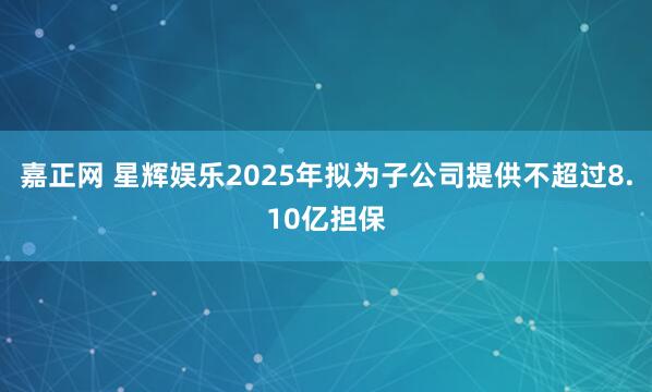 嘉正网 星辉娱乐2025年拟为子公司提供不超过8.10亿担保