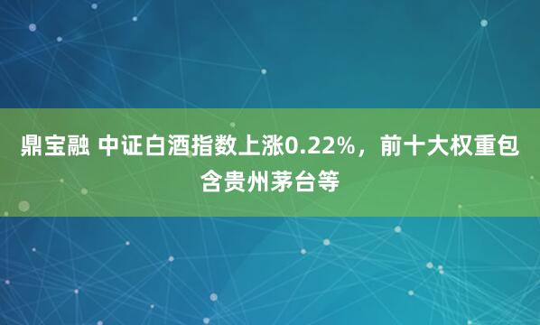 鼎宝融 中证白酒指数上涨0.22%，前十大权重包含贵州茅台等